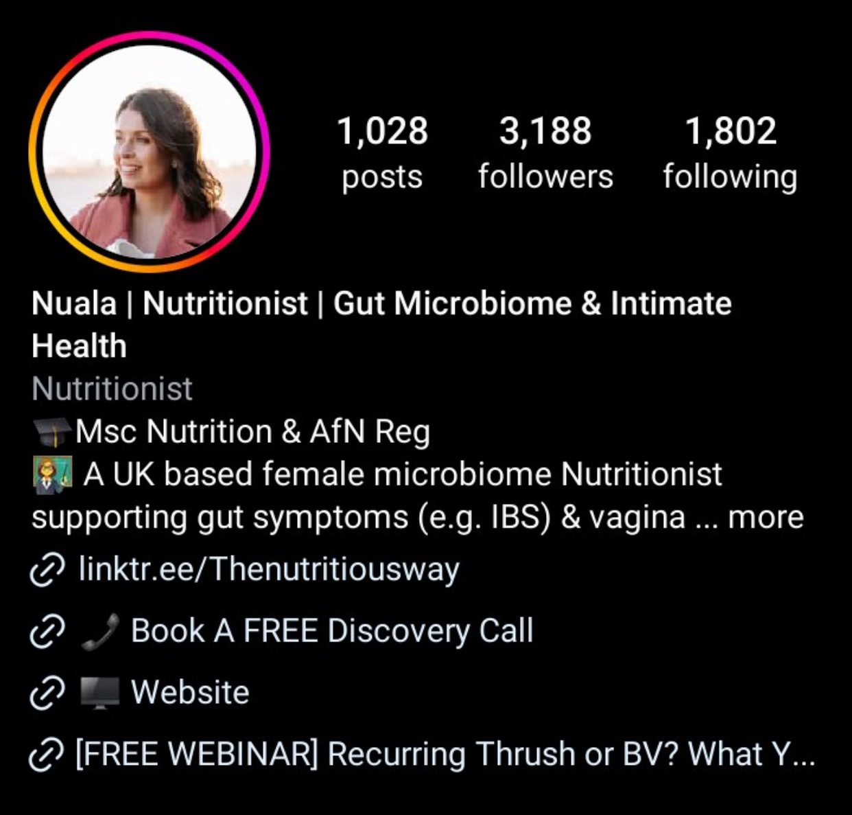 Nuala's Instagram profile after one content sprint